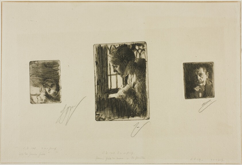 Girl's Head; Peasant Girl at Window; Anders Zorn