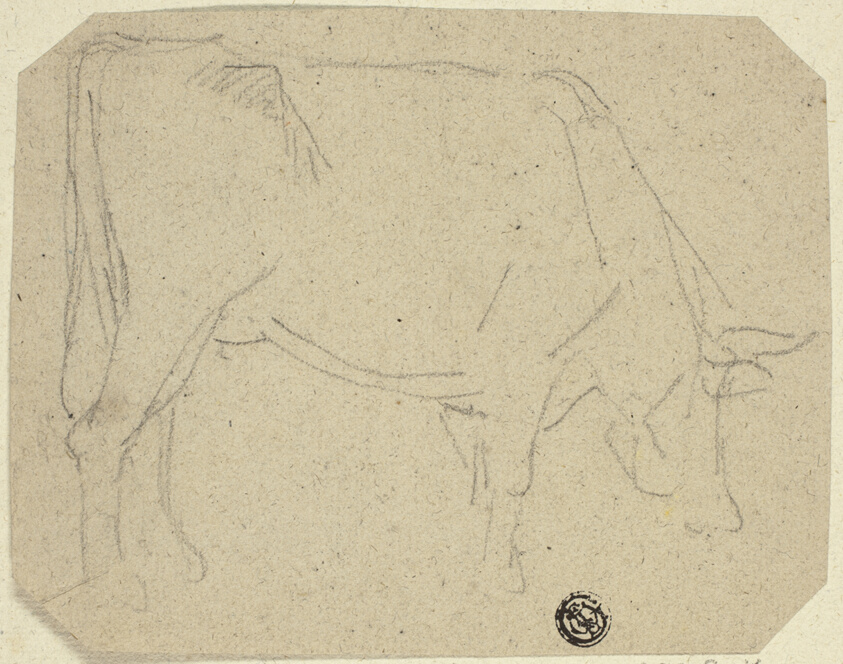 Grazing Cow (Turned to Right) (recto); Hindquarters of a Horse (verso)