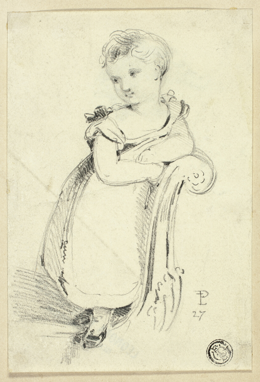 Little Girl Standing on Sofa (recto); Fragment: Back of a Woman's Head (verso)