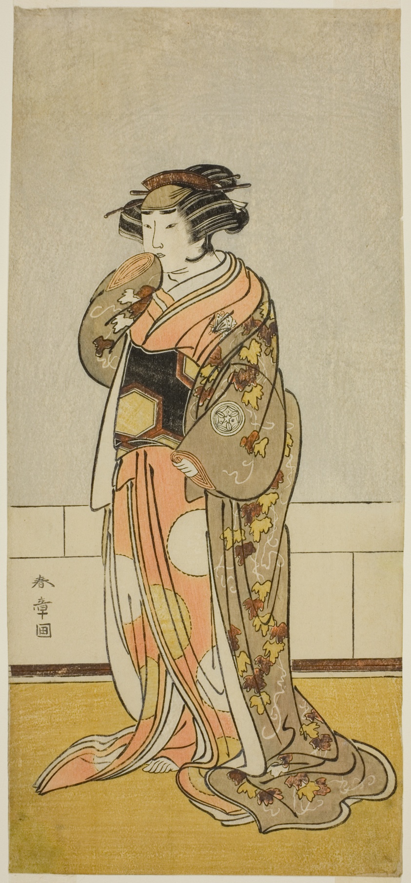 The Actor Yamashita Kinsaku II as Lady Kikusui (Kikusui Gozen) (?) in the Play Kaeribana Eiyu Taiheiki (?), Performed at the Nakamura Theater (?) in the Eleventh Month, 1779 (?)