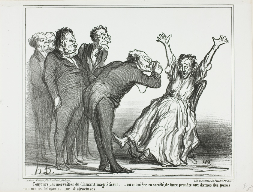 More marvels from the diamond hypnotist. Or, how to make the ladies pose in society in exhausting and not very gracious positions, plate 137 from Actualités
