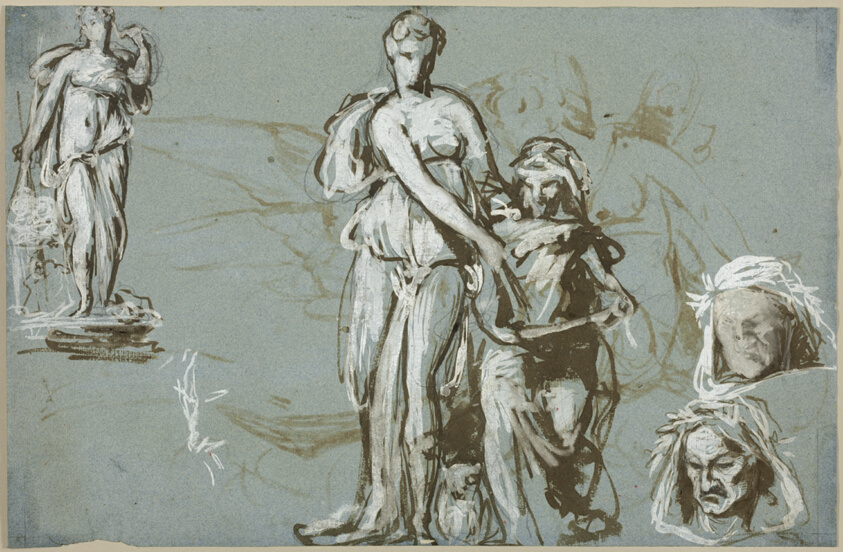 Sheet of Sketches for a Monument to Dante (recto); Cupid and Psyche (verso)