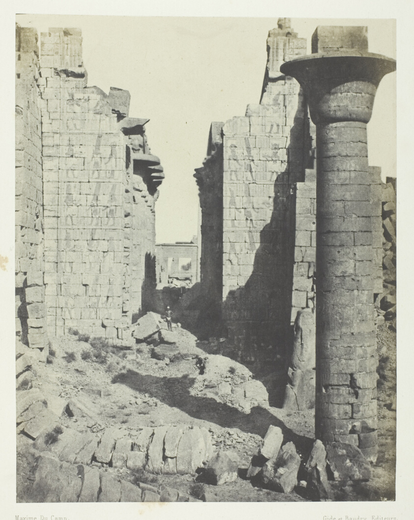 Palais de Karnak, Cour des Bubastites et Entrée Principale de la Salle Hypostyle; Thèbes, plate 37 from the album "Egypte, Nubie, Palestine et Syrie" (1852)