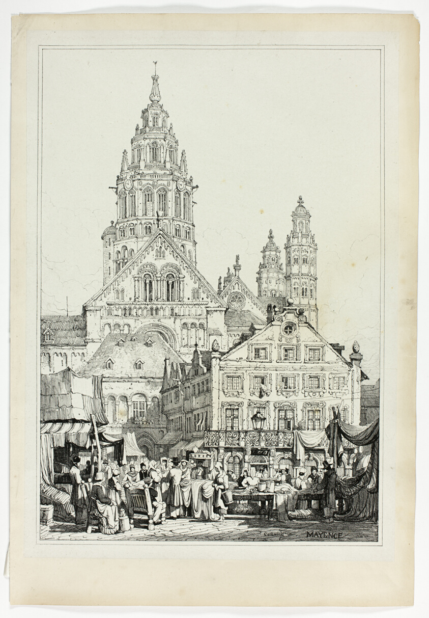 Cathedral at Mayence, from Facsimiles of Sketches made in Flanders and Germany