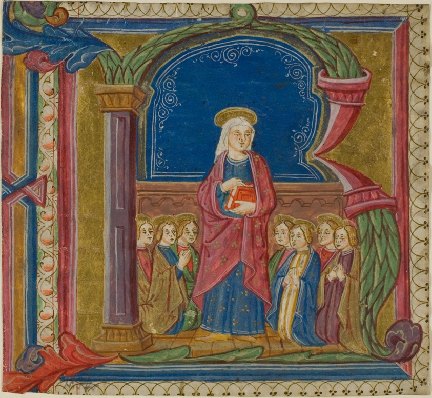 The Virgin Adored by Saints in a Historiated Initial "R" from an Antiphonary