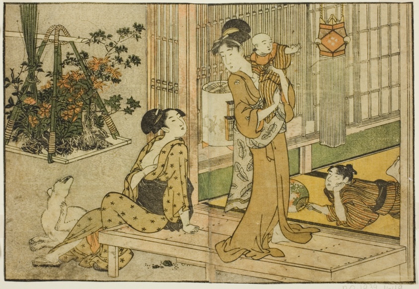 Bon Festival Lanterns and Plant Seller, from the illustrated book "Picture Book: Flowers of the Four Seasons (Ehon shiki no hana)," vol. 2