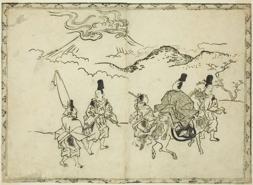 Narihira's Eastern Journey, from the illustrated book "Panorama of Paintings on Screens and Hanging Scrolls (Byobu kakemono ekagami)"