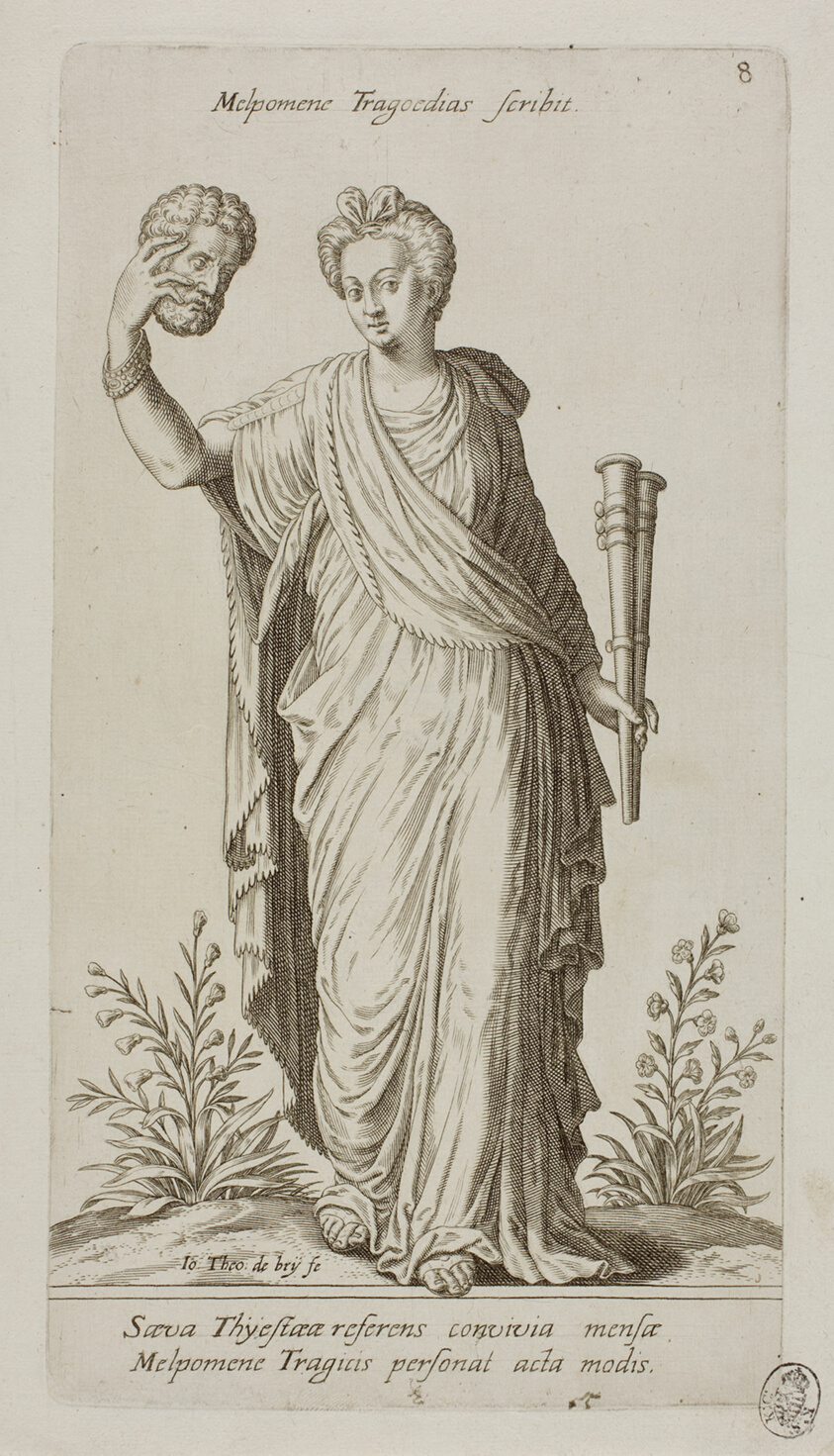 Melpomene, Muse of Tragedy, plate 8 from Parnassus Biceps