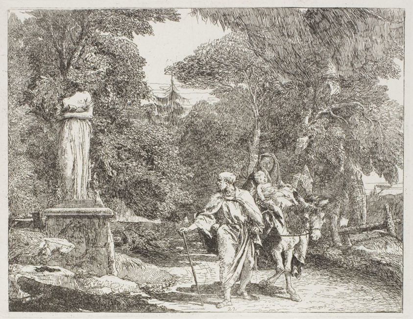 The Holy Family Passing a Statue, the Head of Which Falls to the Ground, plate 22 from The Flight into Egypt