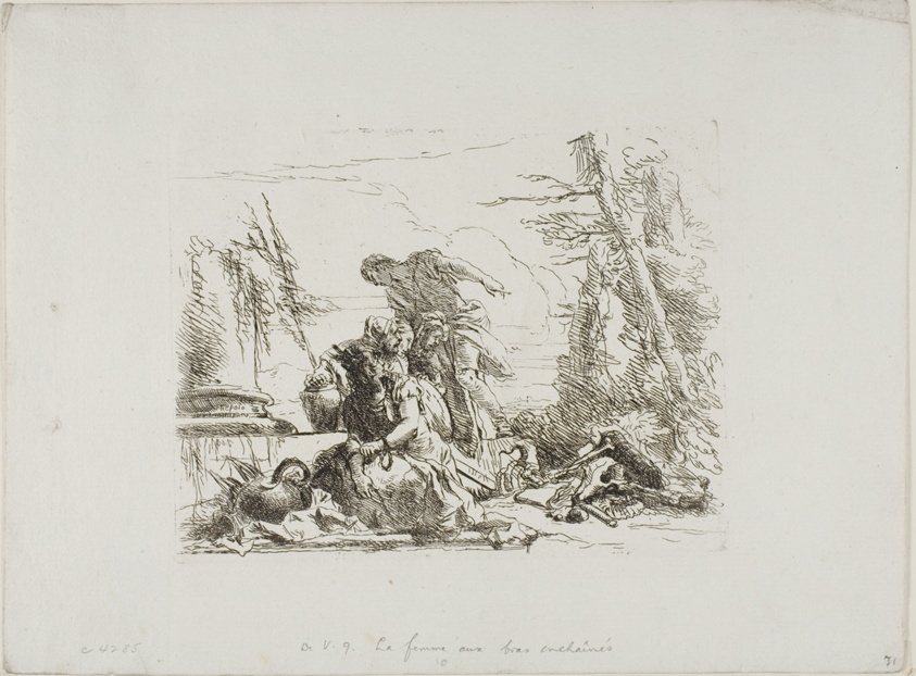 A Woman with her Arms in Chains and Four Other Figures, from Capricci