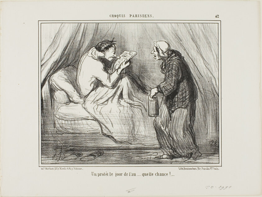 “A protest on New Year's Day! What luck! ...........,” plate 42 from Croquis Parisiens