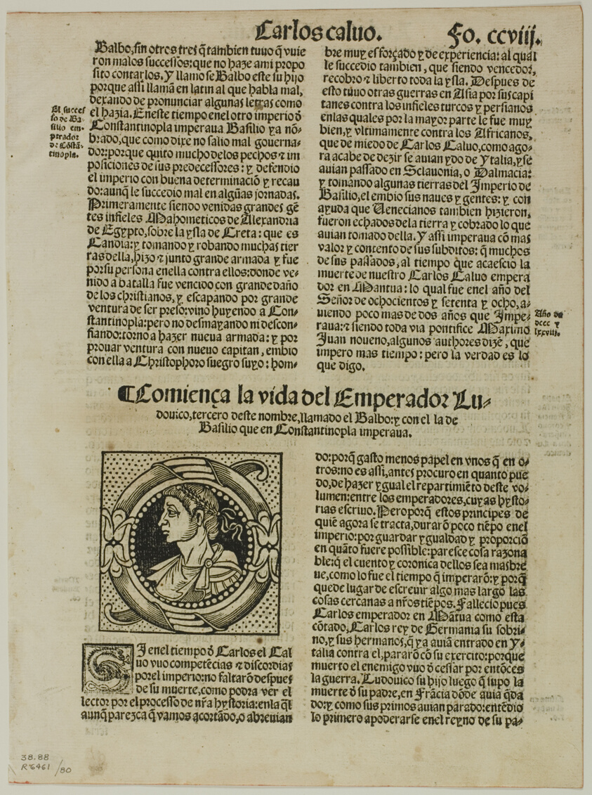 Leaf from Hystoria Imperial by Pedro Mexía, plate 80 from Woodcuts from Books of the XVI Century