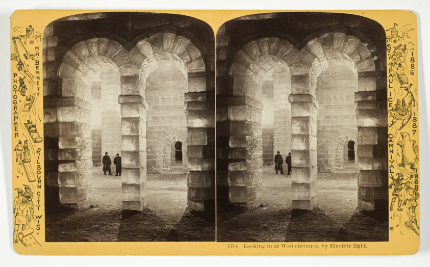 Looking in at West entrance, by Electric light, No. 1550 from the series "St. Paul Ice Carnival"