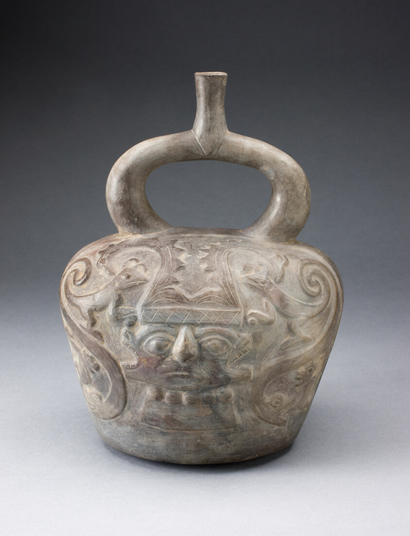 Vessel with Sculpted Head Formed by Two Masks