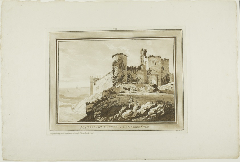 Manerbawr Castle in Pembroke Shire, plate eight from Twelve Views in South Wales
