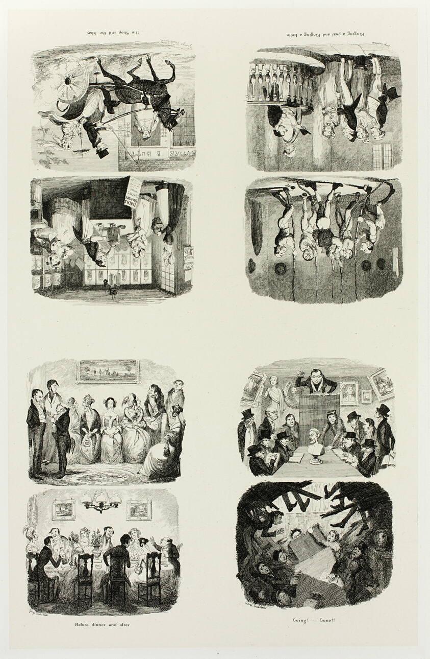 The Shop and the Shay from George Cruikshank's Steel Etchings to The Comic Almanacks: 1835-1853 (top left)