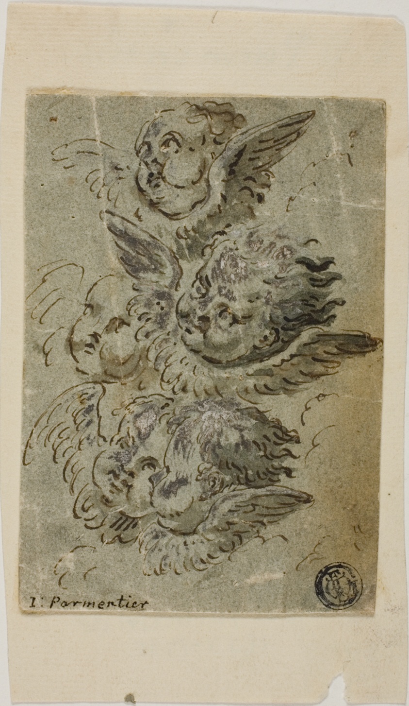 Cherub Heads (recto); Sketches of Heads (verso)