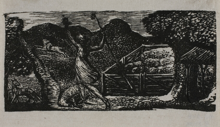 Shepherd Chases Away Wolf, from The Pastorals of Virgil