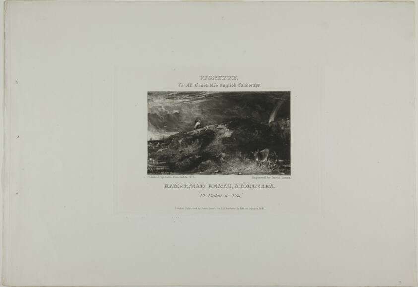 Vignette to Mr. Constable's English Landscape. Hampstead Heath Middlesex. Ut Umbra sic Vita