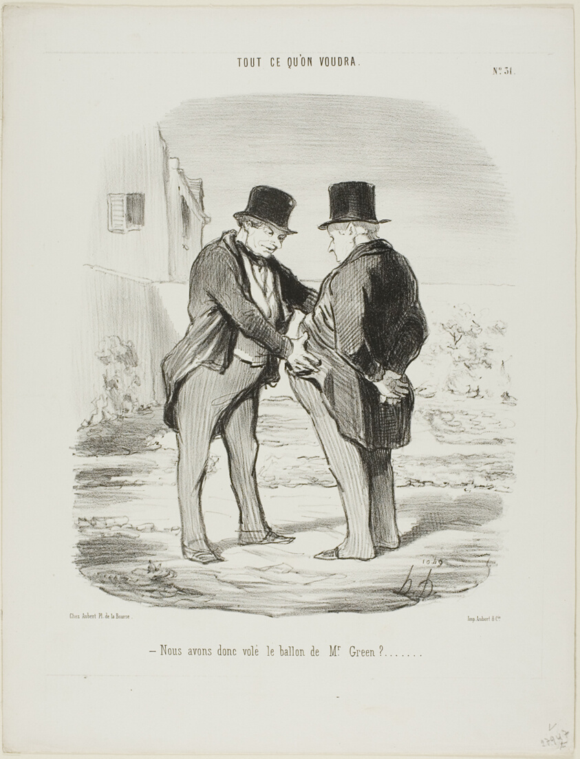 “- So we have stolen the balloon of Mr. Green?,” plate 31 from Tout Ce Qu'on Voudra