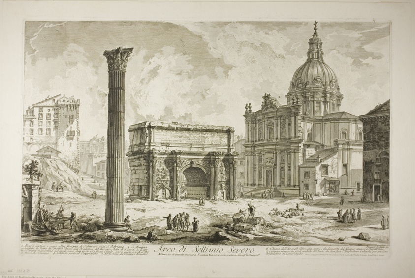 Arch of Septimius Severus through which passed the ancient Sacred Way, bringing victors to the Capitol, from Views of Rome