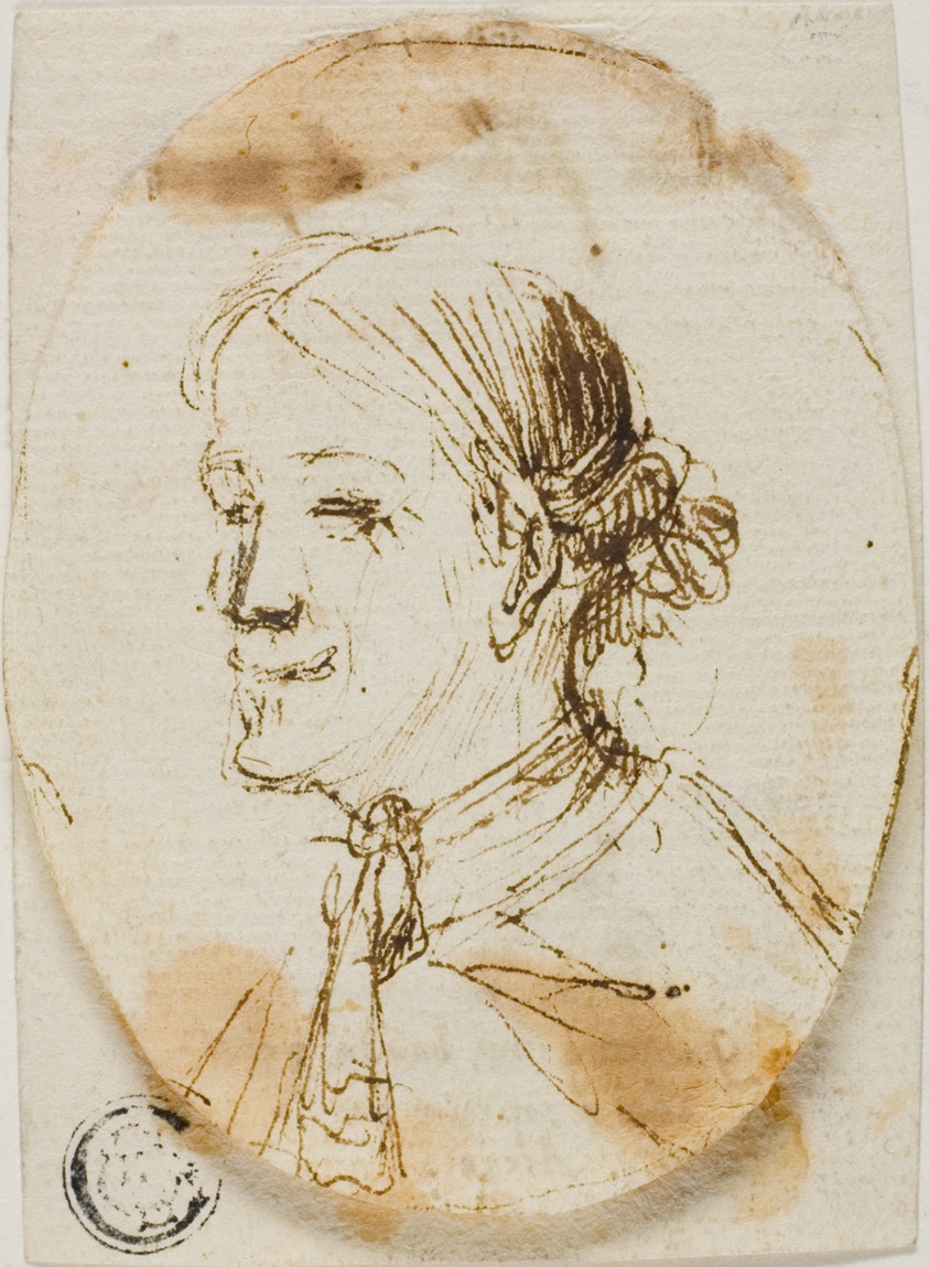 Portrait Bust of Man Wearing Cravat (recto); Sketch of Saddle (verso)