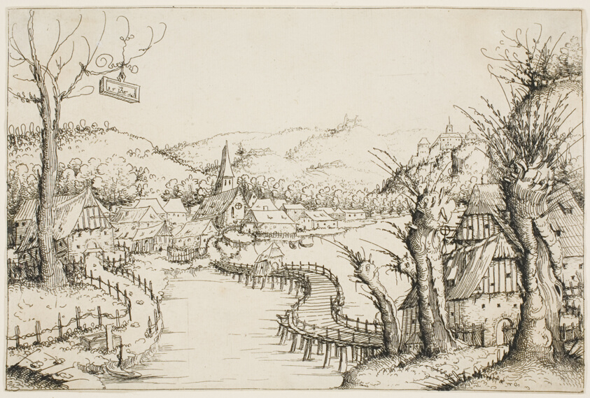 Landscape with a Curved Wooden Bridge