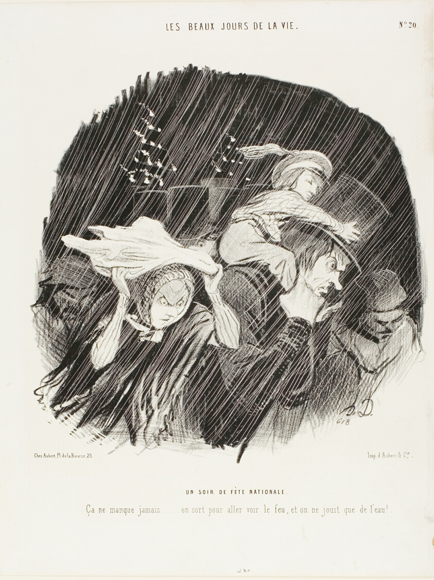 The Evening of the National Holiday. It never fails... you go out to see the fireworks, and all you get is waterworks!, plate 20 from The Best Days in Life