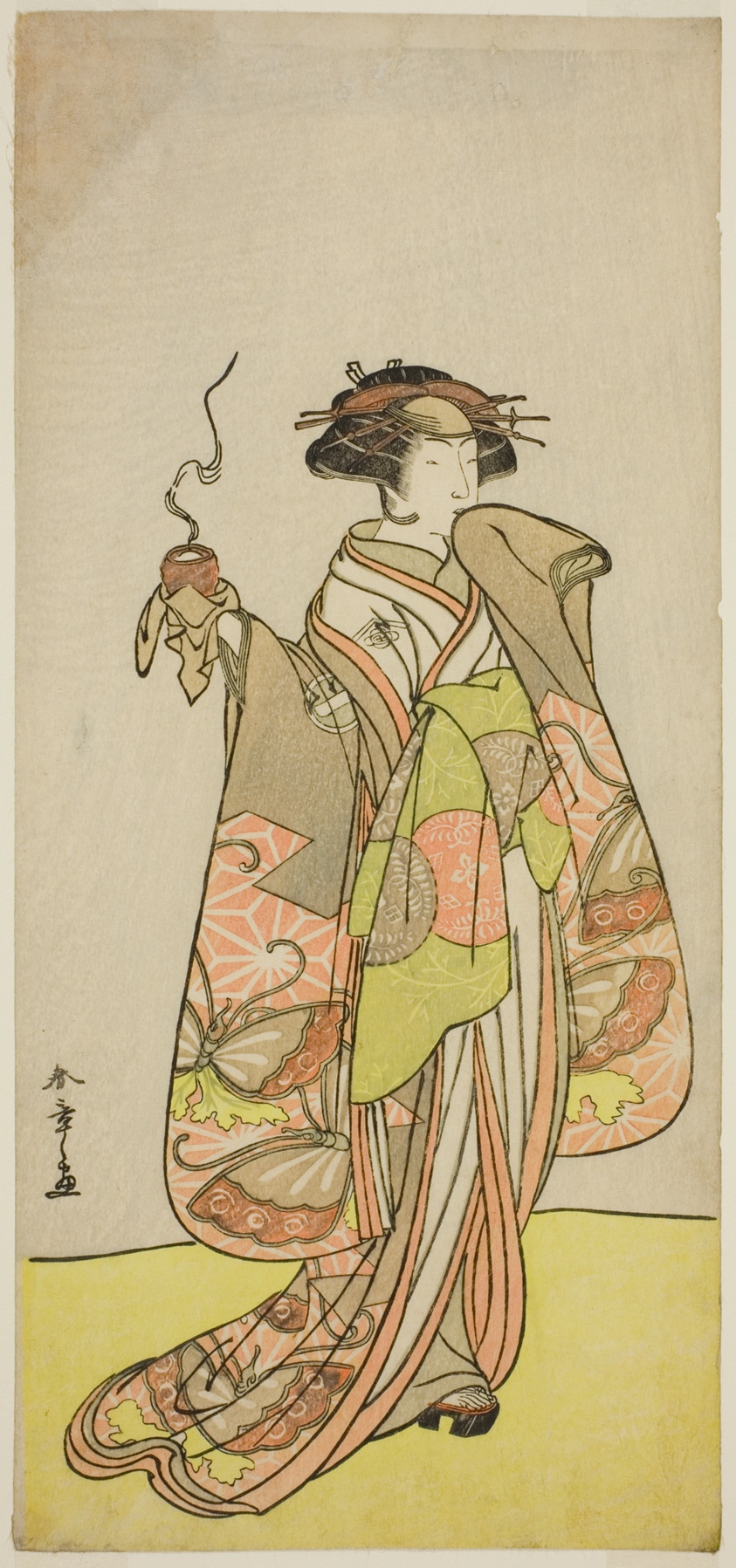 The Actor Ichikawa Monnosuke II as the Courtesan Kewaizaka no Shosho in the Play Sono Kyodai Fuji no Sugatami, Performed at the Morita Theater in the First Month, 1776