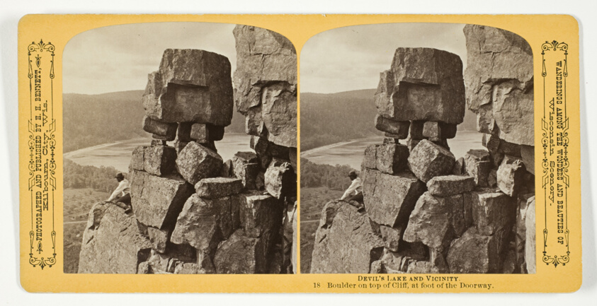 Boulder on top of Cliff, at foot of the Doorway, No. 18 from the series "Devil's Lake and Vicinity"