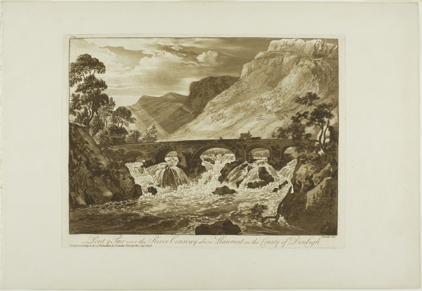 Pont y Pair over the River Conway above Llanrwst in the County of Denbigh, plate twelve from Twelve Views in North Wales