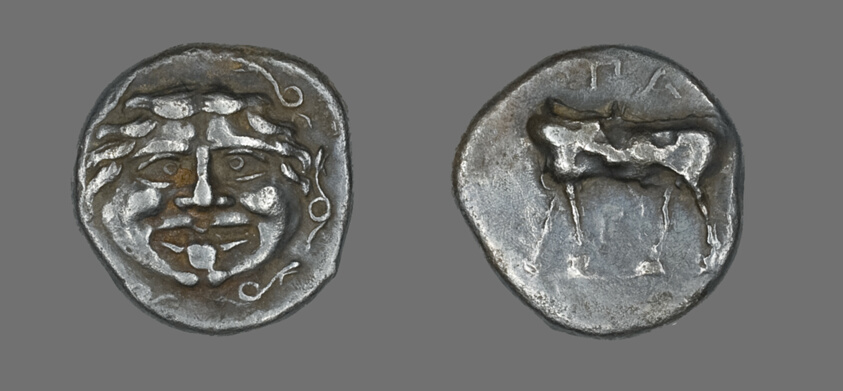 Hemidrachm (Coin) Depicting a Bull
