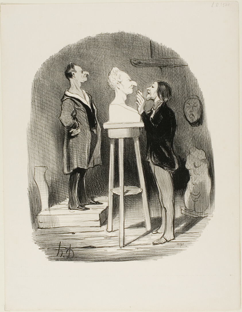 Monsieur Filochard, ex shopkeeper, retired, feels the need of passing on his bust in marble to even remotest posterity, plate 68 from Les Bons bourgeois