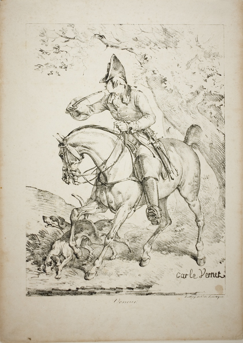 Mounted Huntsman Sounding a Horn