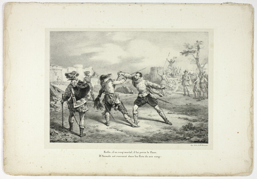 Combat between D'Aumale and Turenne, plate sixteen from La Henriade