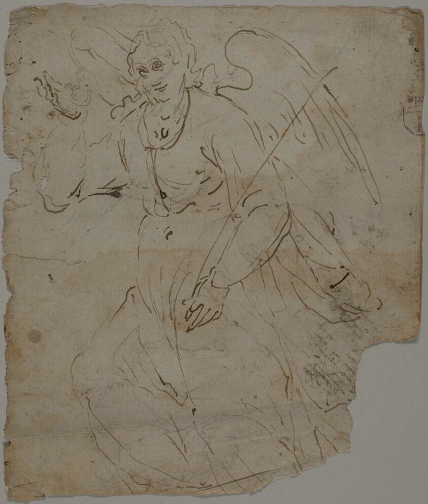Annunciate Angel (recto); Sketches of Seated Figure, and Upper Portion and Right Hand of Annunciate Angel (verso)