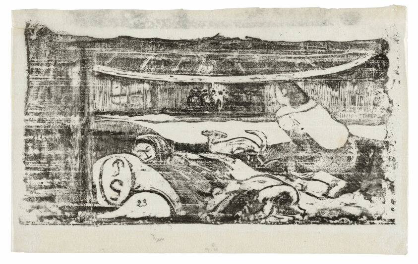 Interior of a Tahitian Hut, from the Suite of Late Wood-Block Prints