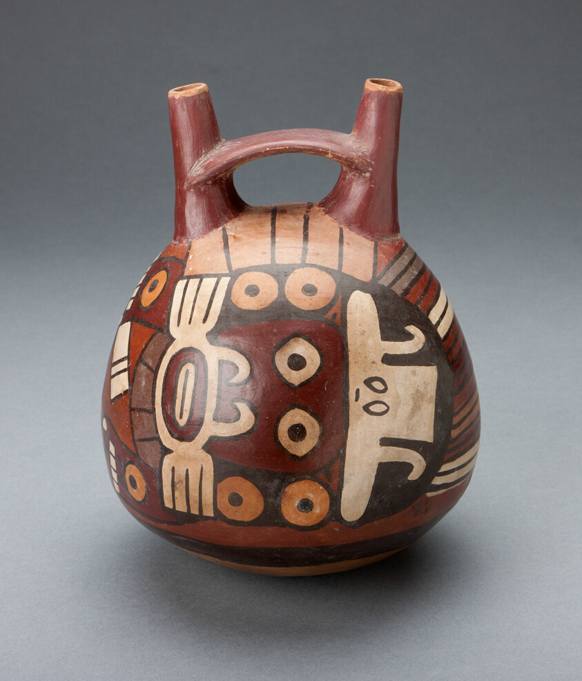 Vessel Depicting a Costumed Ritual Performer Wearing a Feline Mask