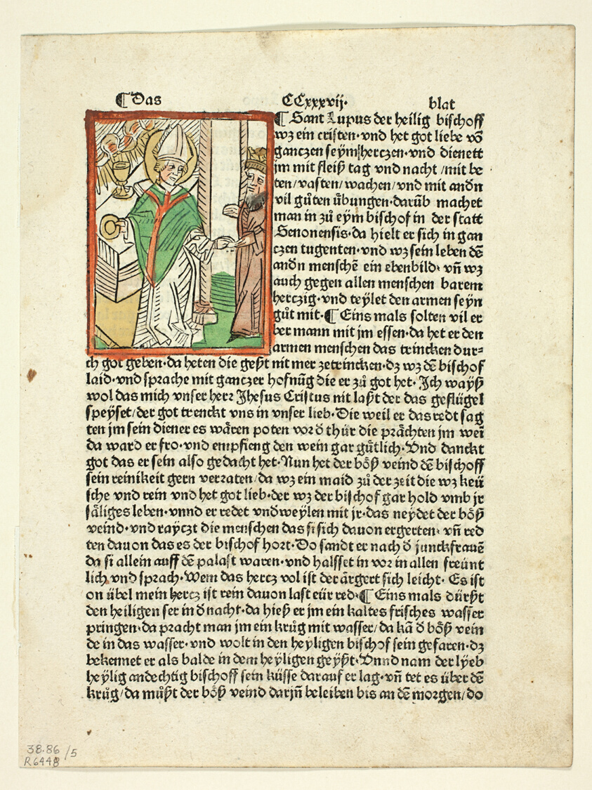 Saint Lupo from Heiligenleben (Lives of the Saints), Plate 5 from Woodcuts from Books of the 15th Century