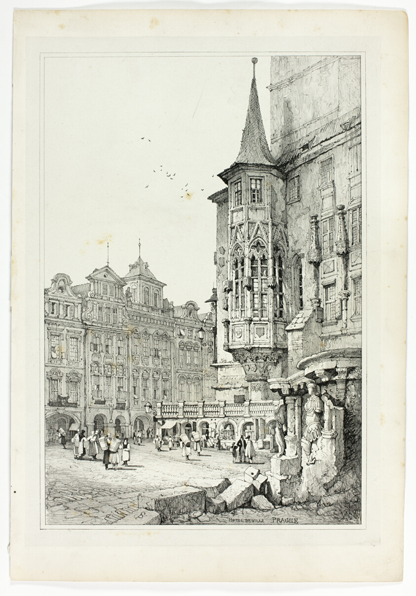 Hotel de Ville, Prague, from Facsimiles of Sketches made in Flanders and Germany