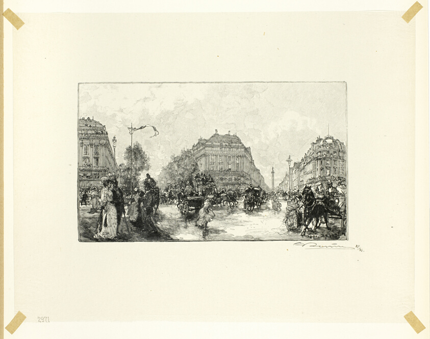 Place de l'Opéra, plate seventeen from Le Long de la Seine et des Boulevards