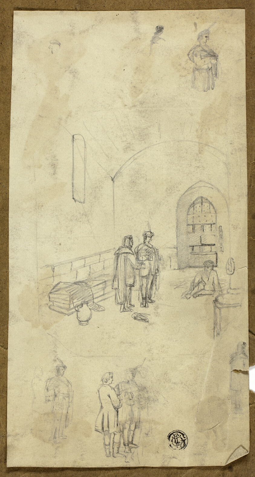 Scene in Prison Cell with Sketches of Other Figures