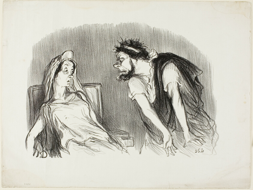 Oedipe. “- When my sword cut into his bleeding heart - You are trembling Madame - It was then that the world was falling apart,” plate ten from Physionomies tragiques