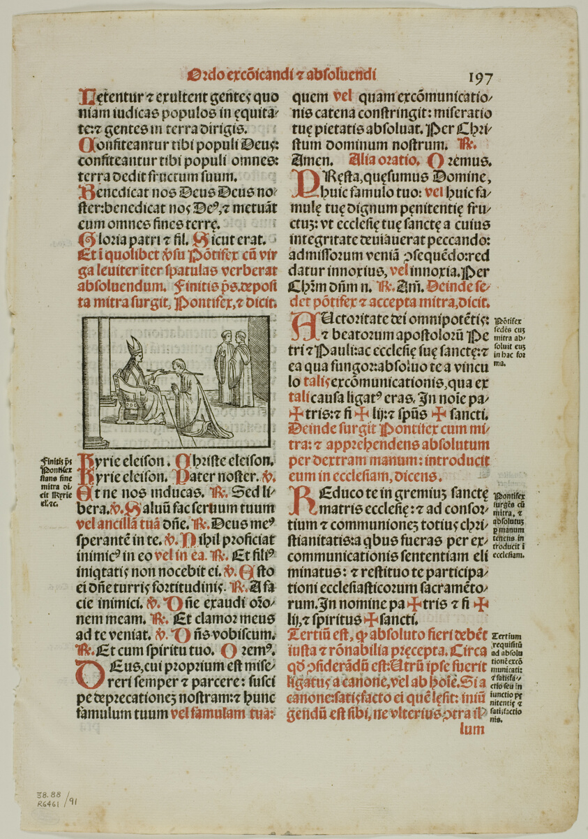 Leaf from Pontificale Romanum, plate 91 from Woodcuts from Books of the XVI Century