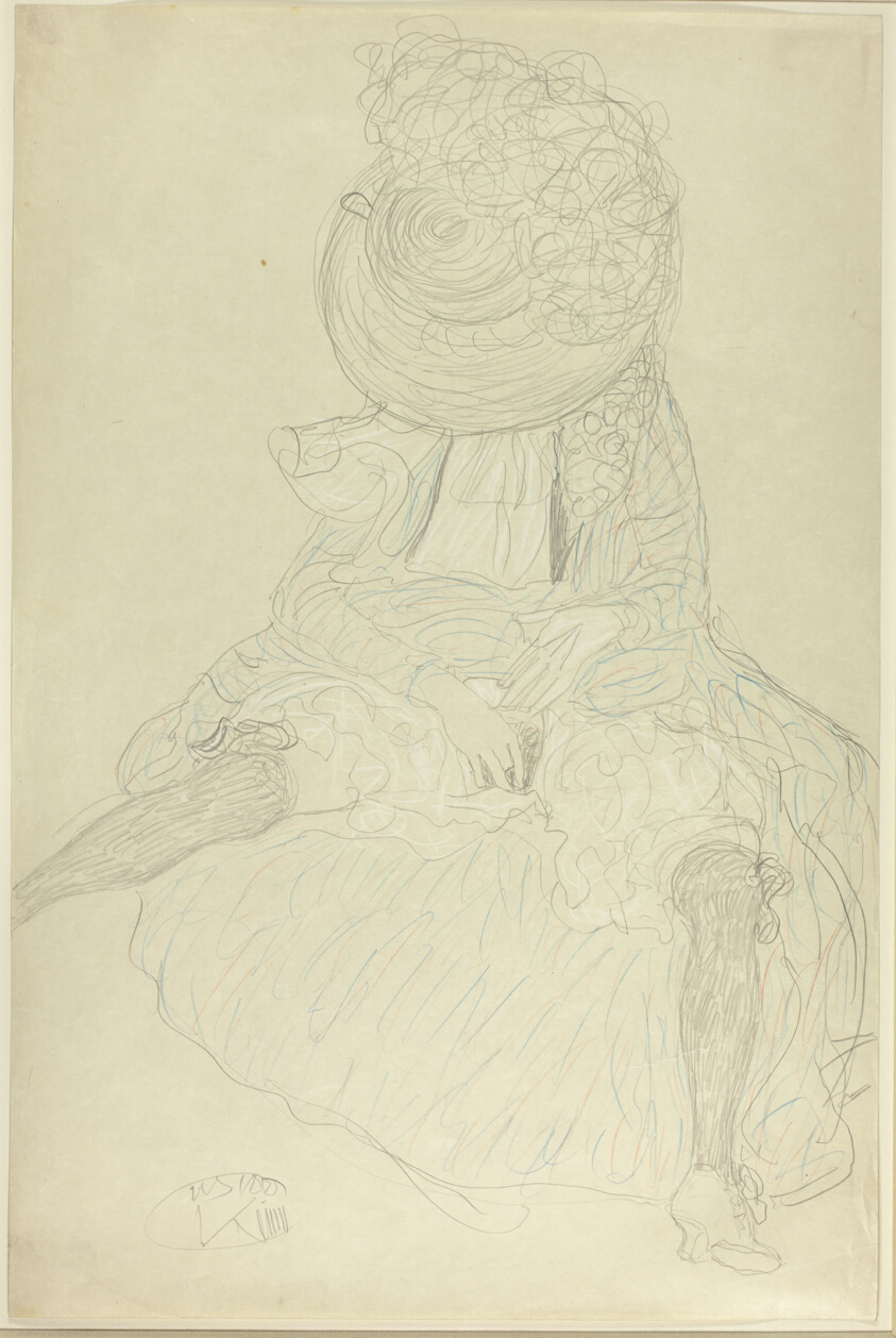 Seated Woman from the Front with Hat, Face Hooded