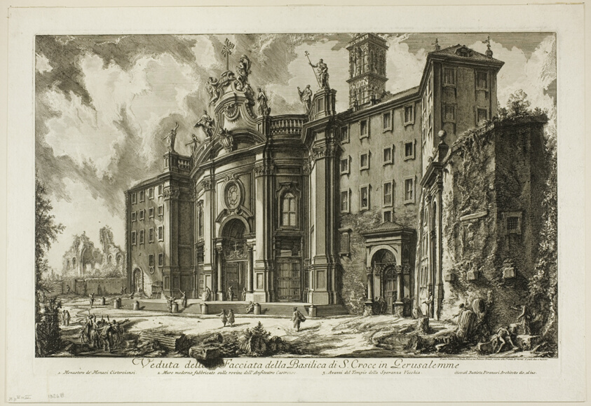 View of the Façade of the Basilica of S. Croce in Gerusalemme [the Holy Cross in Jerusalem], from Views of Rome