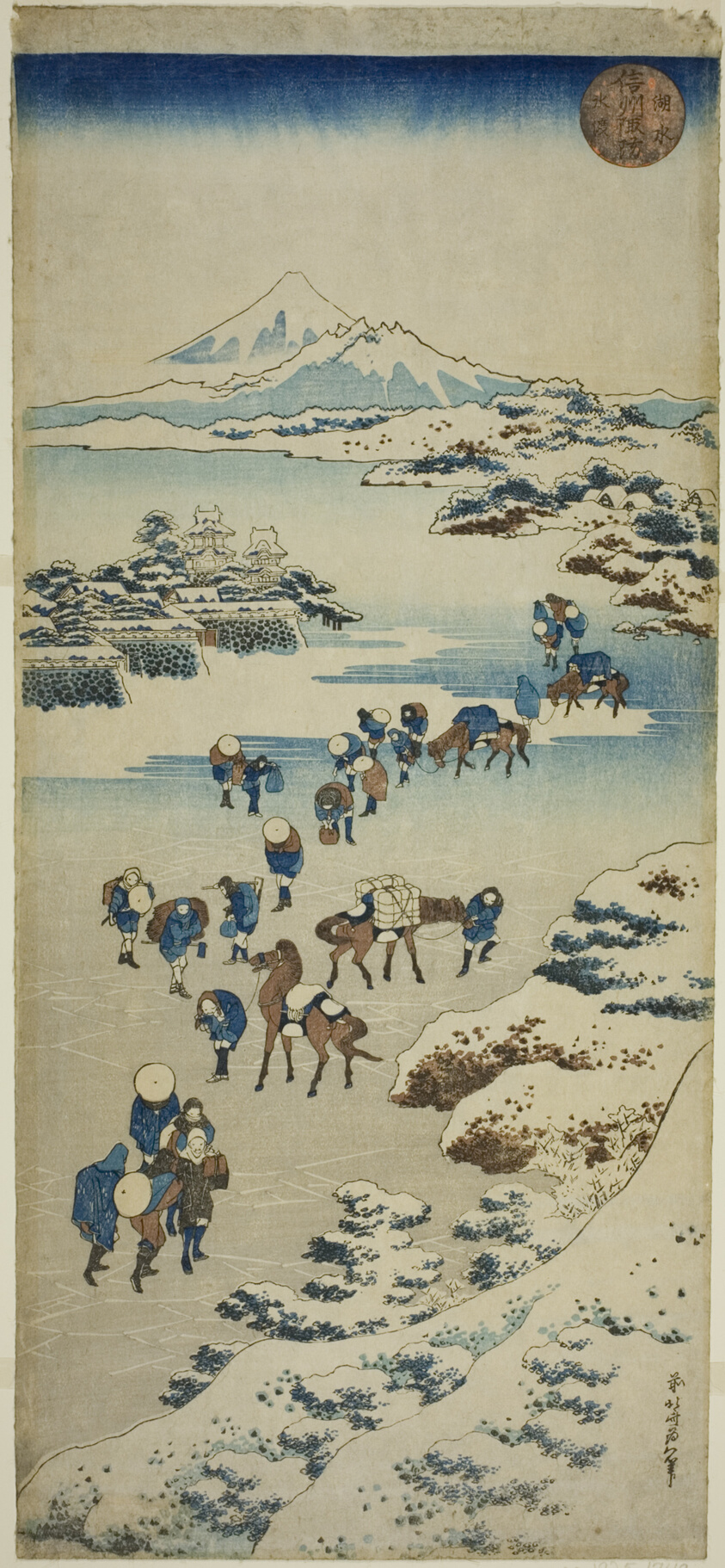 Crossing the Frozen Suwa Lake in Shinano Province (Shinshu Suwa kosui kori watari)