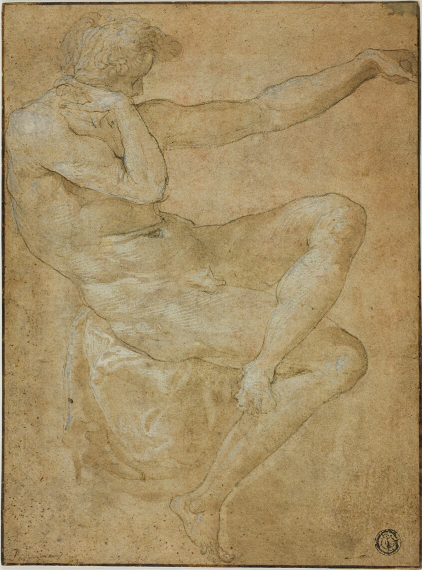 Seated Male Nude with Outstretched Left Arm