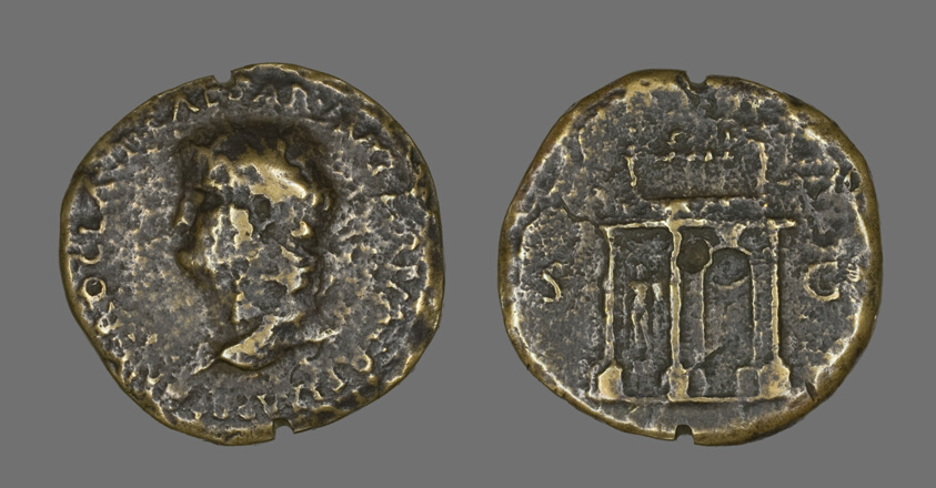 Sestertius (Coin) Portraying Emperor Nero