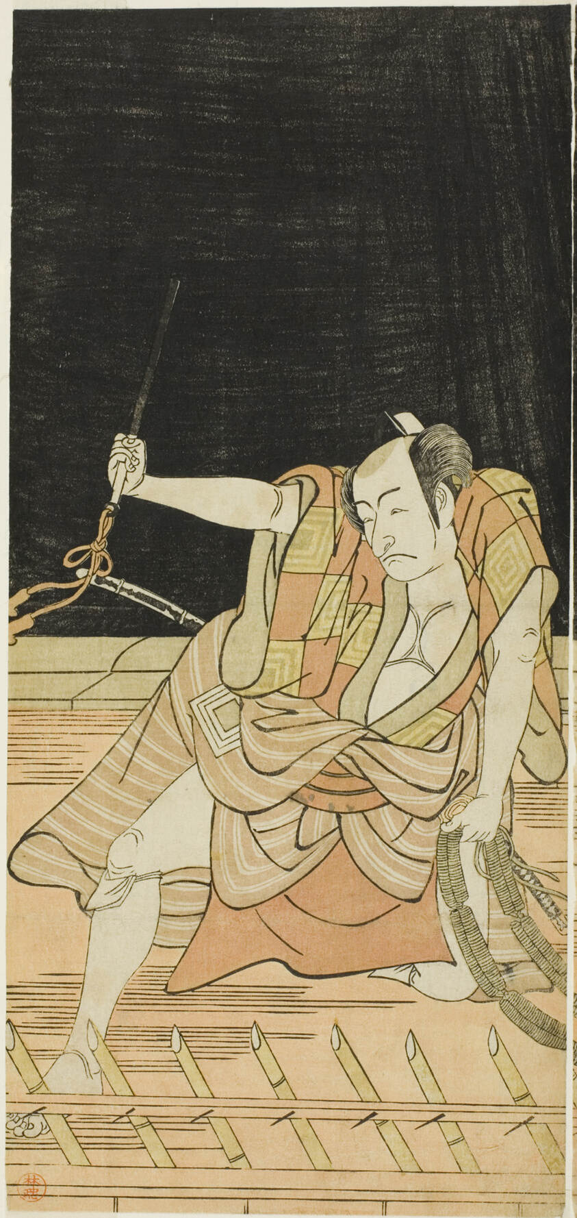 Actors Nakamura Nakazô I as Danshichi Kurobei and Ichikawa Danjûrô V as Issun Tokubei in “Mirror of Osaka in the SummerFestival” (“Natsu MatsuriNaniwa Kagami”)